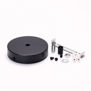 Schwarzer Orion Lightstyle Deckenbaldachin (Ø 100mm) mit Zubehör für Lampen & Leuchten.