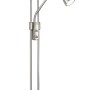 Moderner LED-Deckenfluter in Nickel matt mit Lesearm, 180 cm hoch.