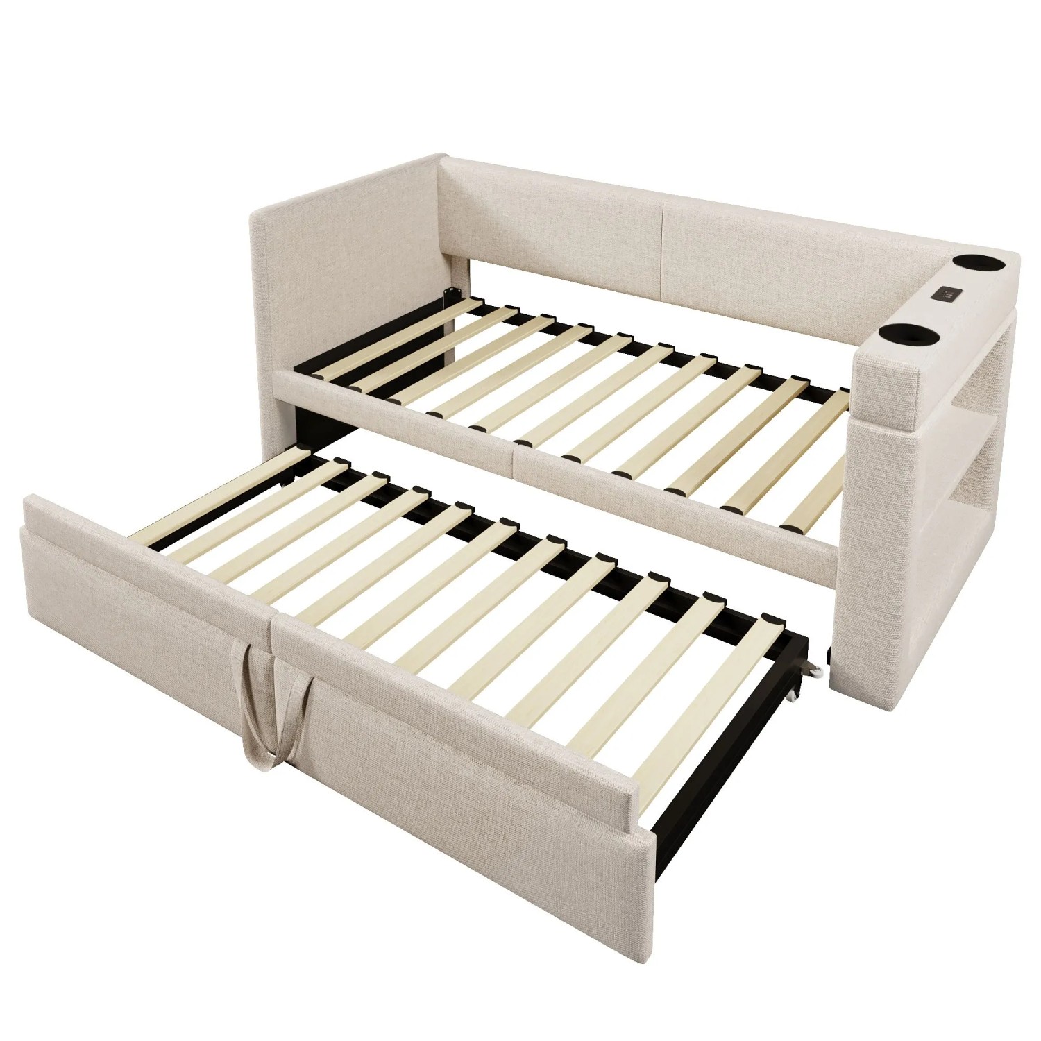Merax Daybett 90x200 Schlafsofa Ausziehbett USB C Beige