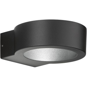 Schwarze, runde LED-Außenwandleuchte Torres von Fischer & Honsel mit Up- & Down-Lichteffekt.