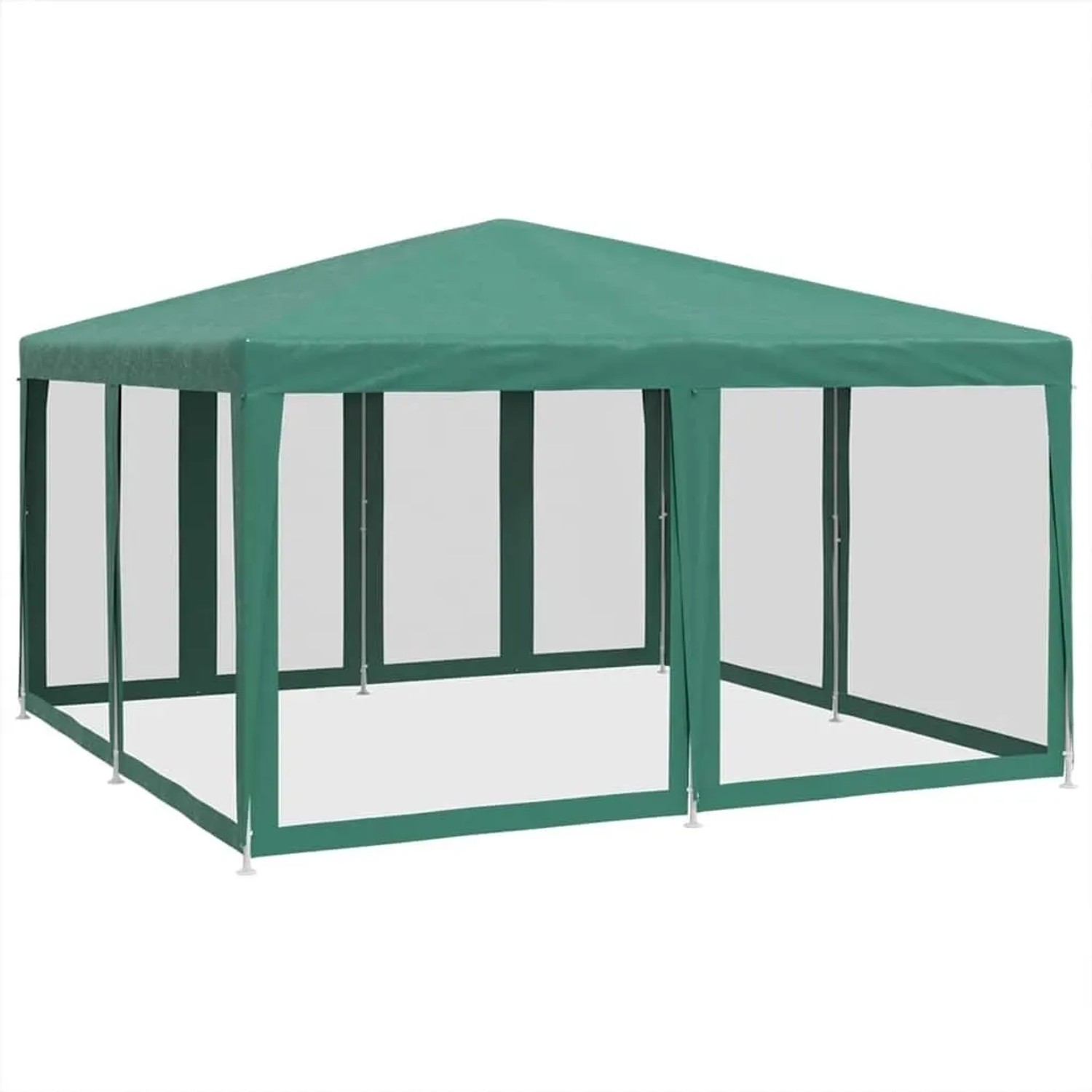 vidaXL Partyzelt mit 8 Mesh-Seitenteilen Grün 4x4 m HDPE 4010063