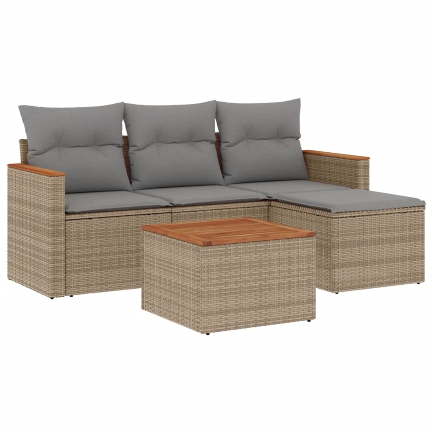 vidaXL 5-Tlg Garten-Sofagarnitur mit Kissen Beige Poly Rattan 3225912 günstig online kaufen