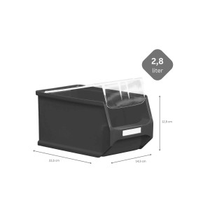 Blauer Sichtlagerbox-Sparset (5 Stk.) mit Abdeckung, 2,8 Liter, ideal für Werkstatt & Lager.