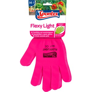 Pinke Spontex Flexy Light Handschuhe Gr. 7 für Haushalt & Garten mit Anti-Rutsch Noppen.