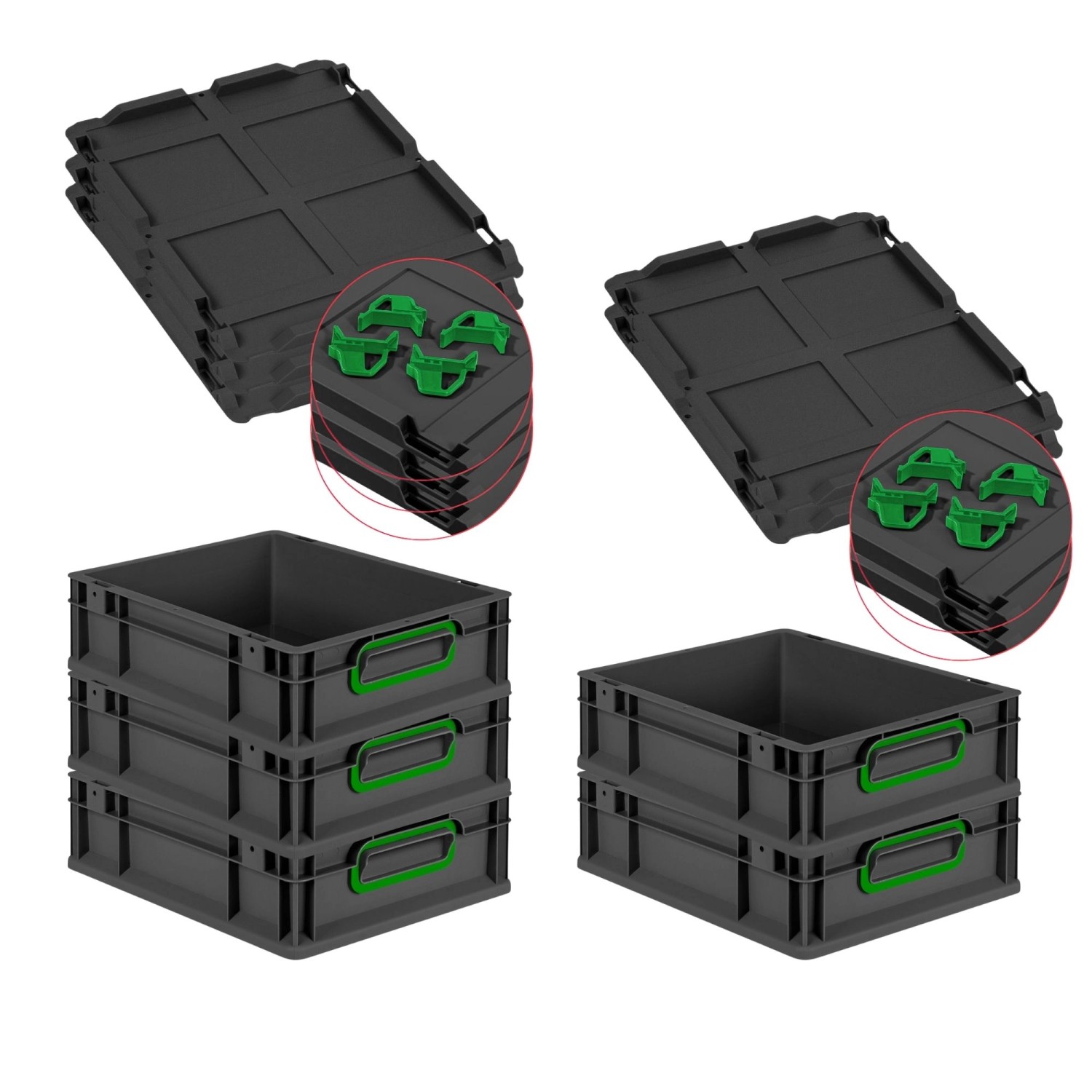 PROREGAL SparSet 5x Eurobox Nextgen Color Mit Auflagedeckel HxBxT 12x30x40c günstig online kaufen