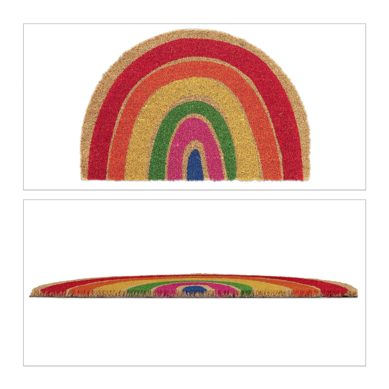 Relaxdays Fußmatte Kokosfaser Mehrfarbig Rutschfest 1,5 cm x 60 cm x 40 cm 1,2 kg