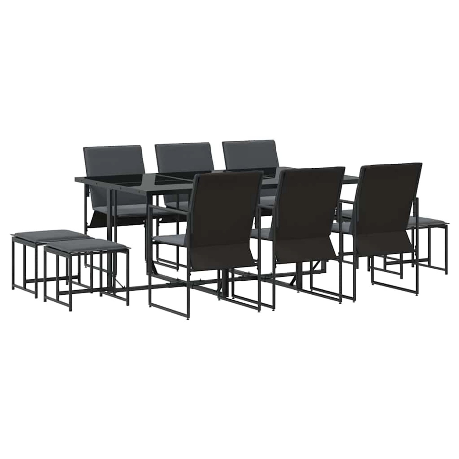 vidaXL Garten Essgruppe 11-Tlg Schwarz Stahl 3335864 günstig online kaufen