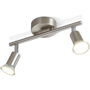 NETTLIFE Deckenstrahler L25Silber, 2-flammig, aus gebürstetem Metall, mit drehbaren Spots für flexible Beleuchtung.
