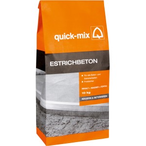 Quick-Mix Estrichbeton 10 kg Sack, geeignet für Beton- und Estricharbeiten.