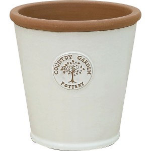 Cremefarbener Keramik Pflanztopf Country Garden Pottery, 19x19x19 cm.