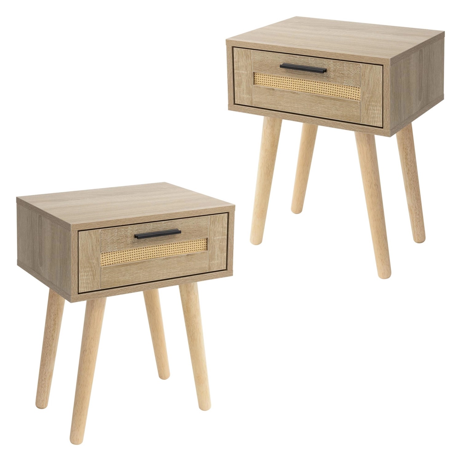 ML-Design 2Er Set Nachttisch mit 1 Schublade 40x50,5x30 cm Eiche Optik günstig online kaufen