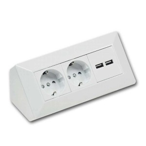 ChiliTec 2-Fach Steckdosenblock 2x USB A Weiß 250V 16A