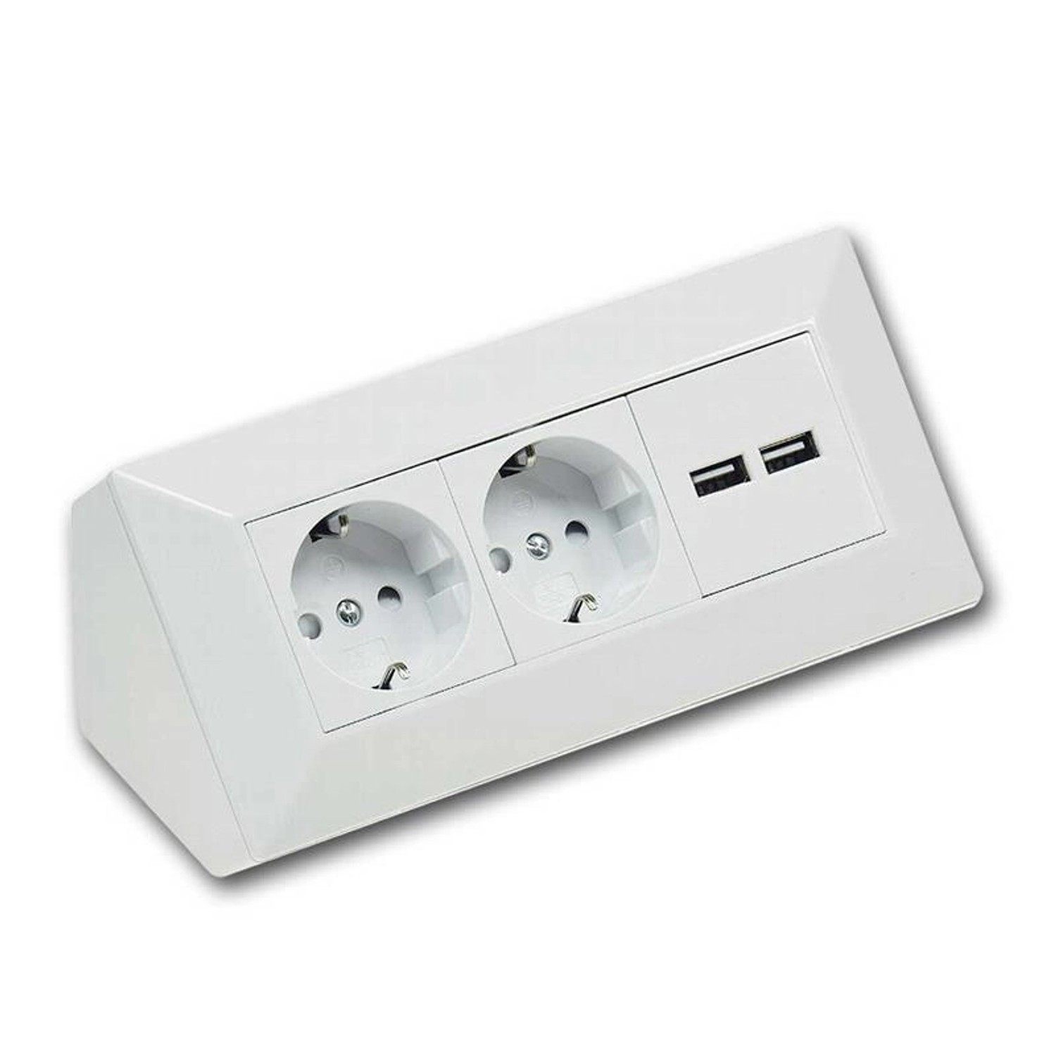 ChiliTec 2-Fach Steckdosenblock 2x USB A Weiß 250V 16A