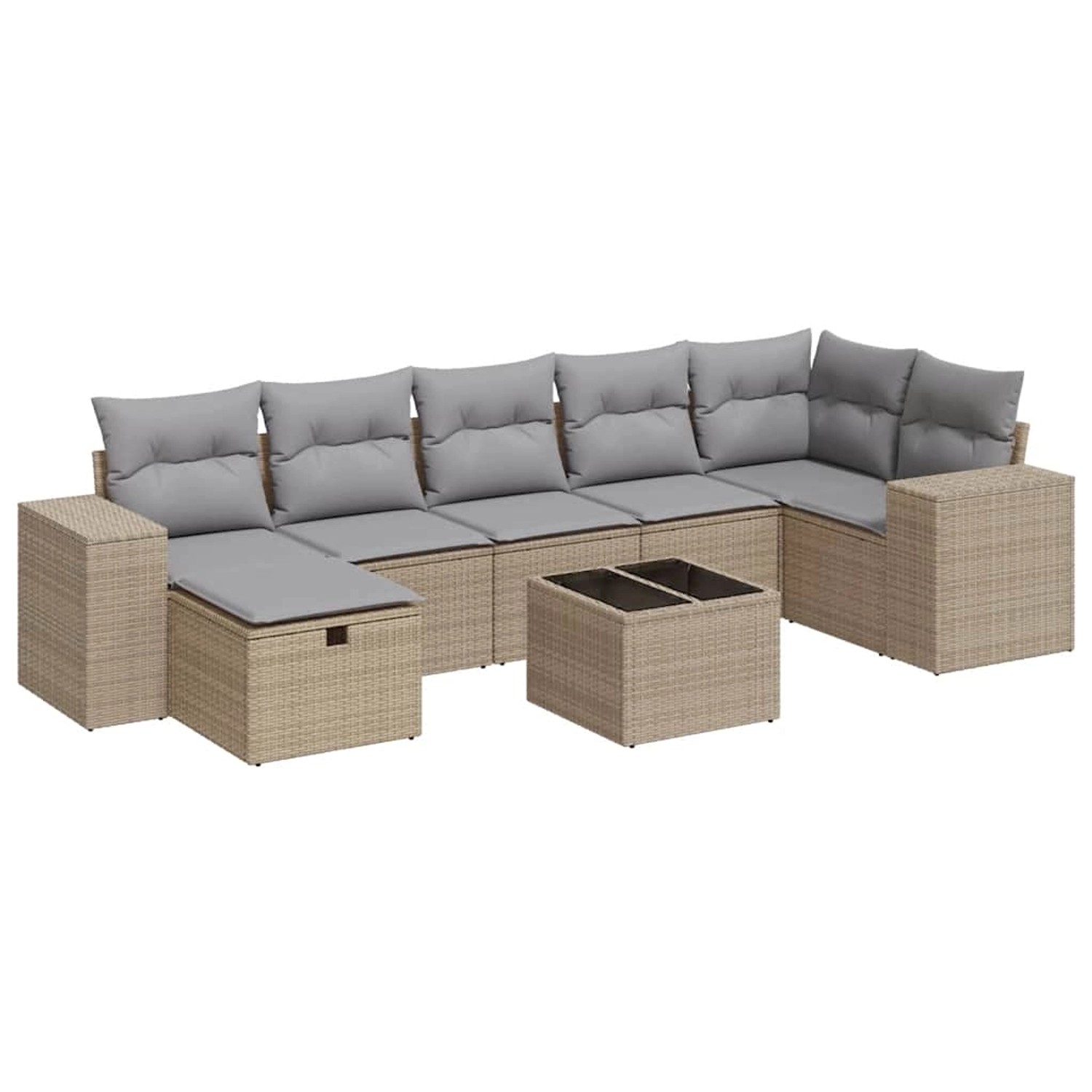 vidaXL 8-Tlg Garten-Sofagarnitur mit Kissen Beige Poly Rattan 3325715 günstig online kaufen