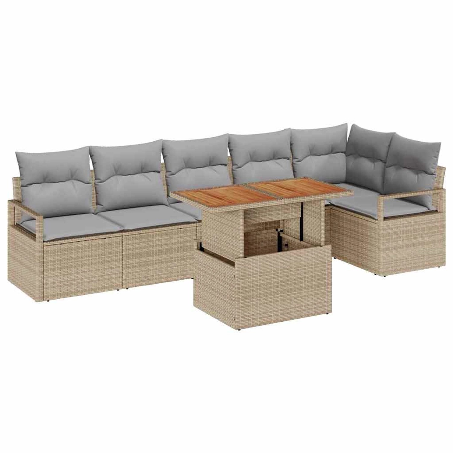 vidaXL 7-Teiliges Garten-Sofa-Set mit Kissen in Beige aus Poly Rattan 33584 günstig online kaufen