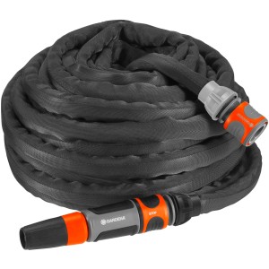 Gardena Textilschlauch-Set Liano™ 15 m, flexibler Gartenschlauch mit Zubehör.