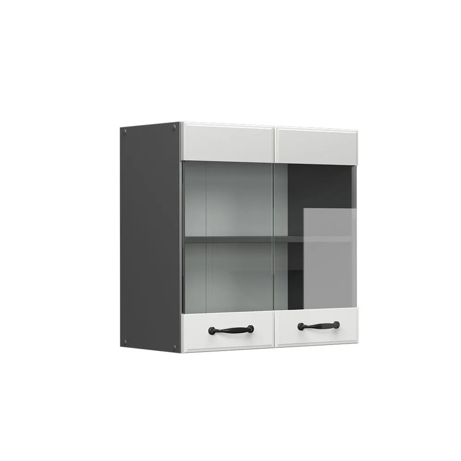 Vicco Küchenglasschrank R-Line Glashängeschrank Weiß Landhaus Anthrazit 60 cm