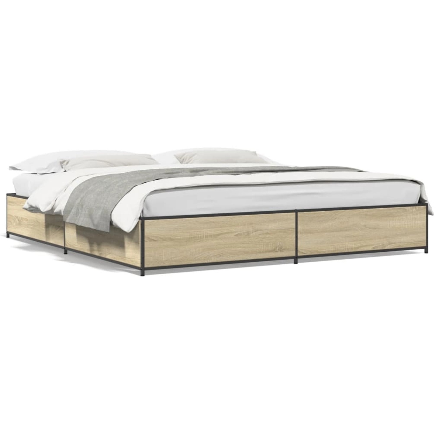 vidaXL Bettgestell Sonoma-Eiche 180x200 cm Holzwerkstoff und Metall 3279828 günstig online kaufen
