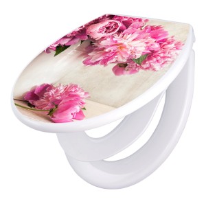 Banjado WC-Sitz mit Kindersitz und Pfingstrosen-Motiv. Universeller Klodeckel mit Absenkautomatik.