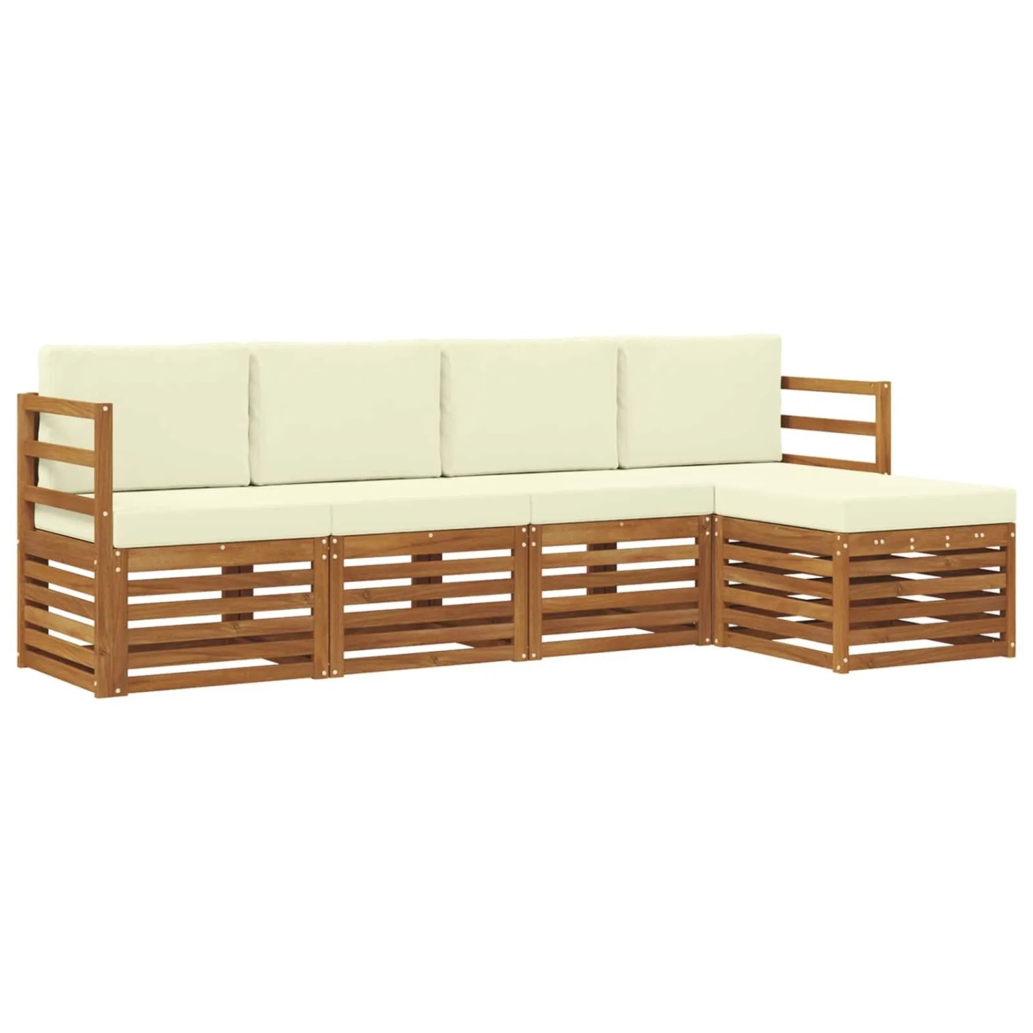 vidaXL Sofagarnituren 5 Tlg Natur und Creme Massivholz Akazie 3374630