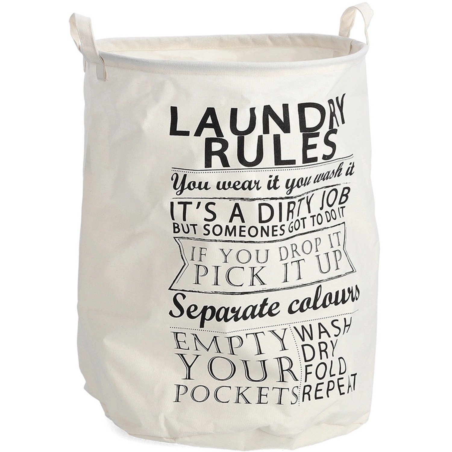 Zeller Present Wäschesammler Laundry Rules Canvas Ø 38 cm x 48 cm Beige