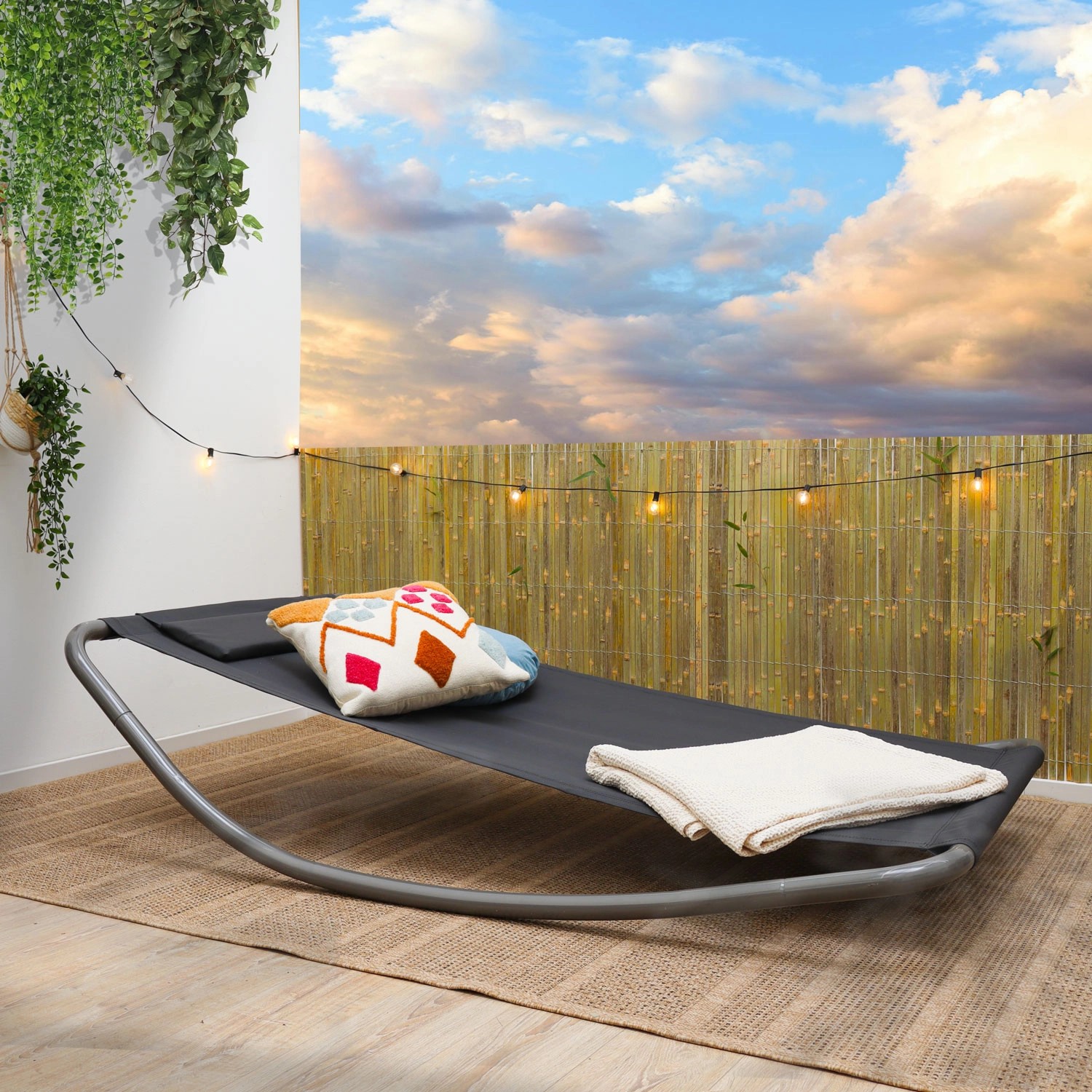 AMANKA XXL Gartenliege 200 x 130 x 32 cm Grau kaufen bei OBI