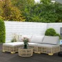 Outsunny Rattan Gartengarnitur, beige-graues 5-teiliges Set mit Tisch und Polstern.