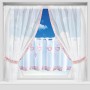 Arsvita Gardinenset, 5-teilig, mit Blumenmuster und Herzchen, für die Küche. Fenstervorhang mit Stangendurchzug.