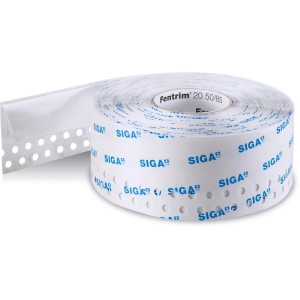 Siga Fentrim 20 Klebeband, 50/85 mm x 25 m Rolle, weiß, mit Lochzone für Dämmstoffzubehör.