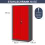 DELUKE Werkzeugschrank, anthrazit-rot, mit Lochwand, 185x92x50 cm, Stahlschrank mit zwei Türen.