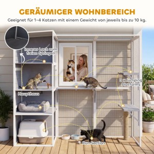 PawHut Katzengehege Kiefernholz 191 x 83 x 178cm