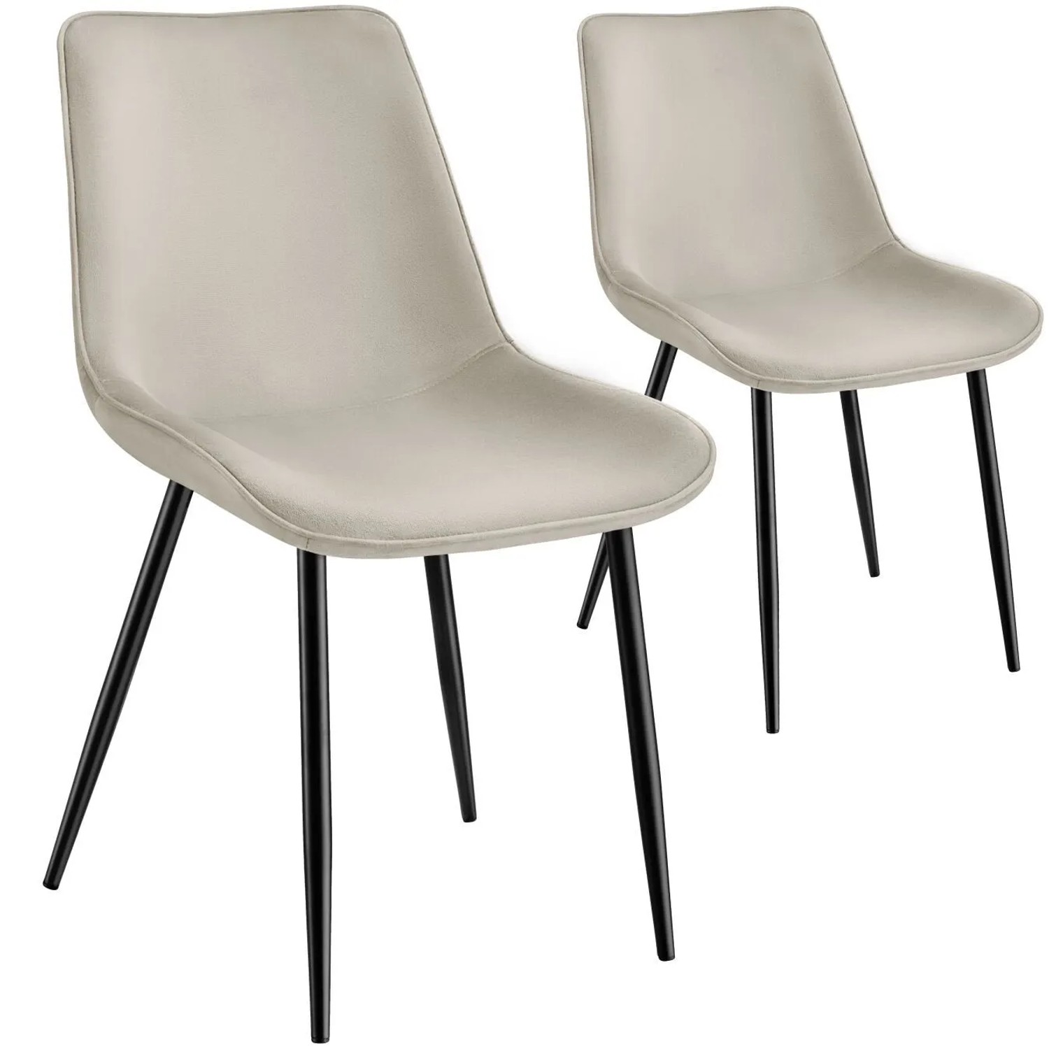 Tectake Set Stuhl Monroe Gepolstert  In Samtoptik Ergonomische Sitzschale 2Er Set 59 x 48 x 82 50 cm Creme
