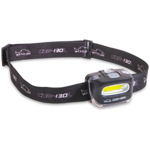 Westline COB-I30L Kopflampe für Angler: Schwarz, mit Stirnband und LED-Licht.