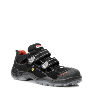 Elten Sicherheitssandale Scott Pro ESD S1P Gr. 47, schwarz mit Klettverschlüssen.