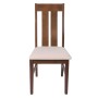 Esszimmerstuhl 6er-Set, dunkles Holzgestell, creme Stoffbezug. Polsterstuhl für Esszimmer und Küche.