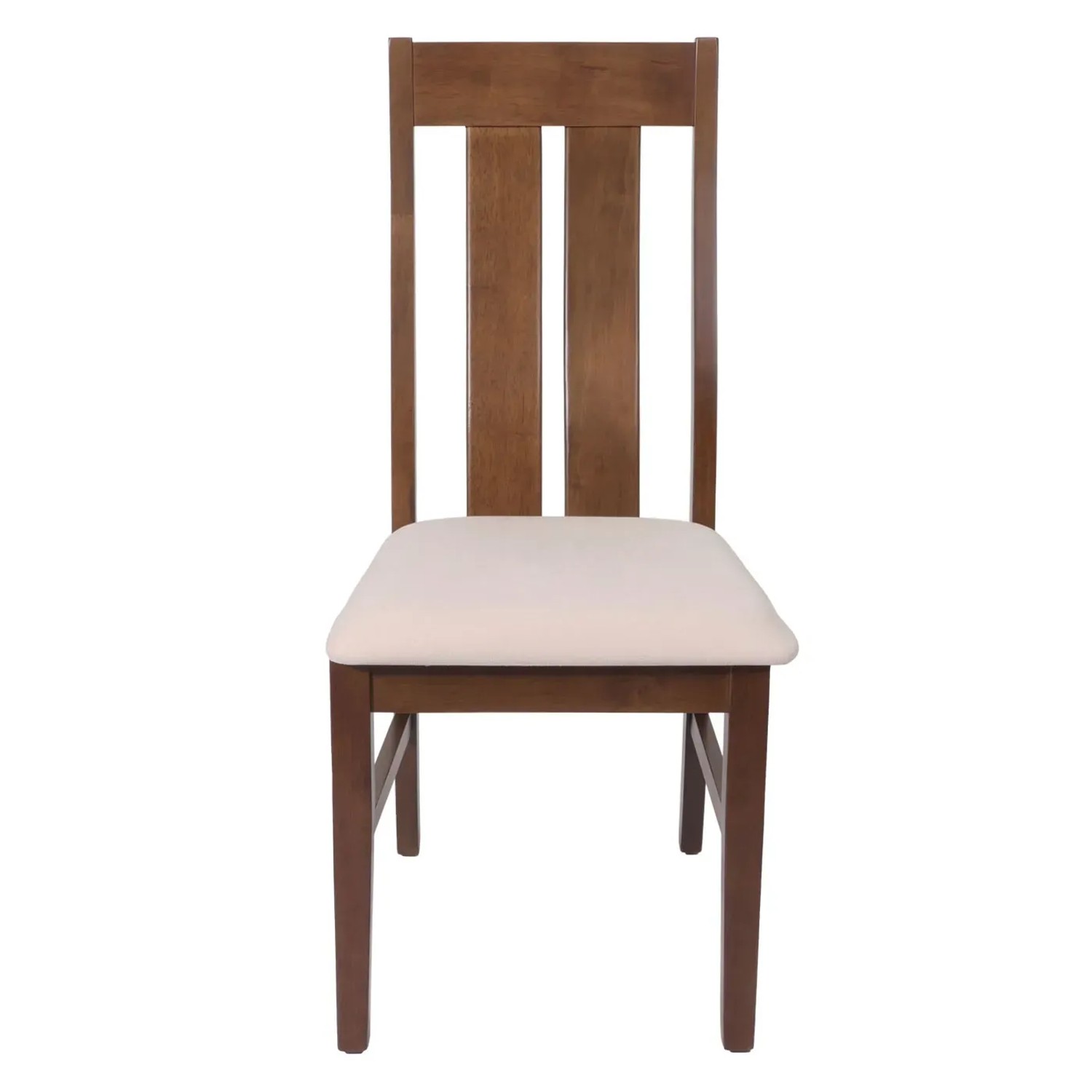 Esszimmerstuhl 6er-Set, dunkles Holzgestell, creme Stoffbezug. Polsterstuhl für Esszimmer und Küche.