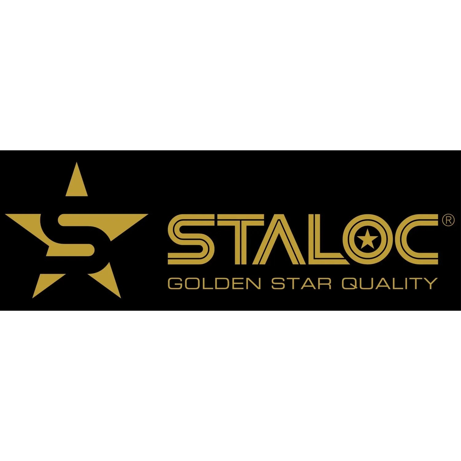 STALOC Logo in Gold auf Schwarz mit Sternsymbol und "Golden Star Quality" Schriftzug. Für Power Schaum Reiniger.