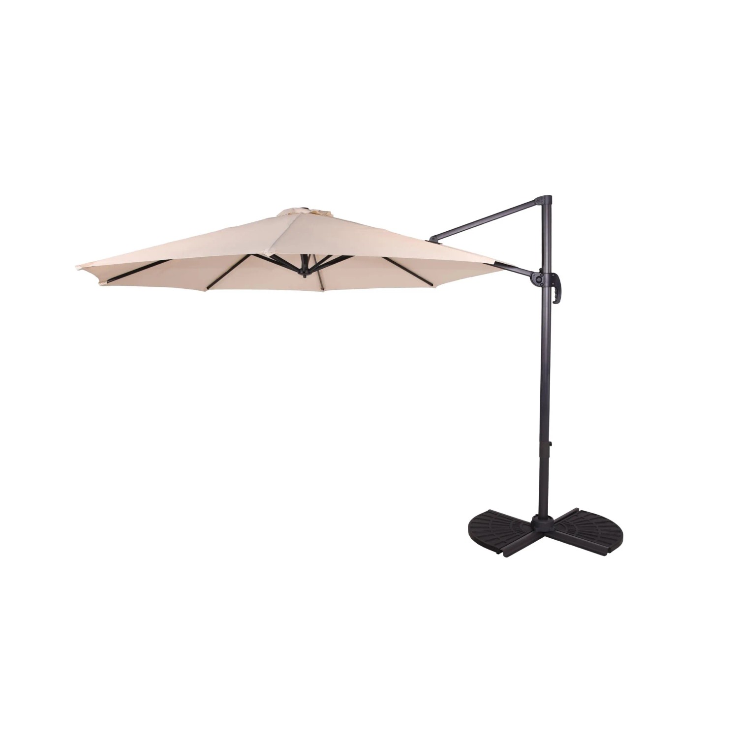 DELUKE Ampelschirm ULLA Ø 300cm Creme Aluminium Sonnenschirm mit Ständer UV-Schutz Aluminium Wasserabweisend