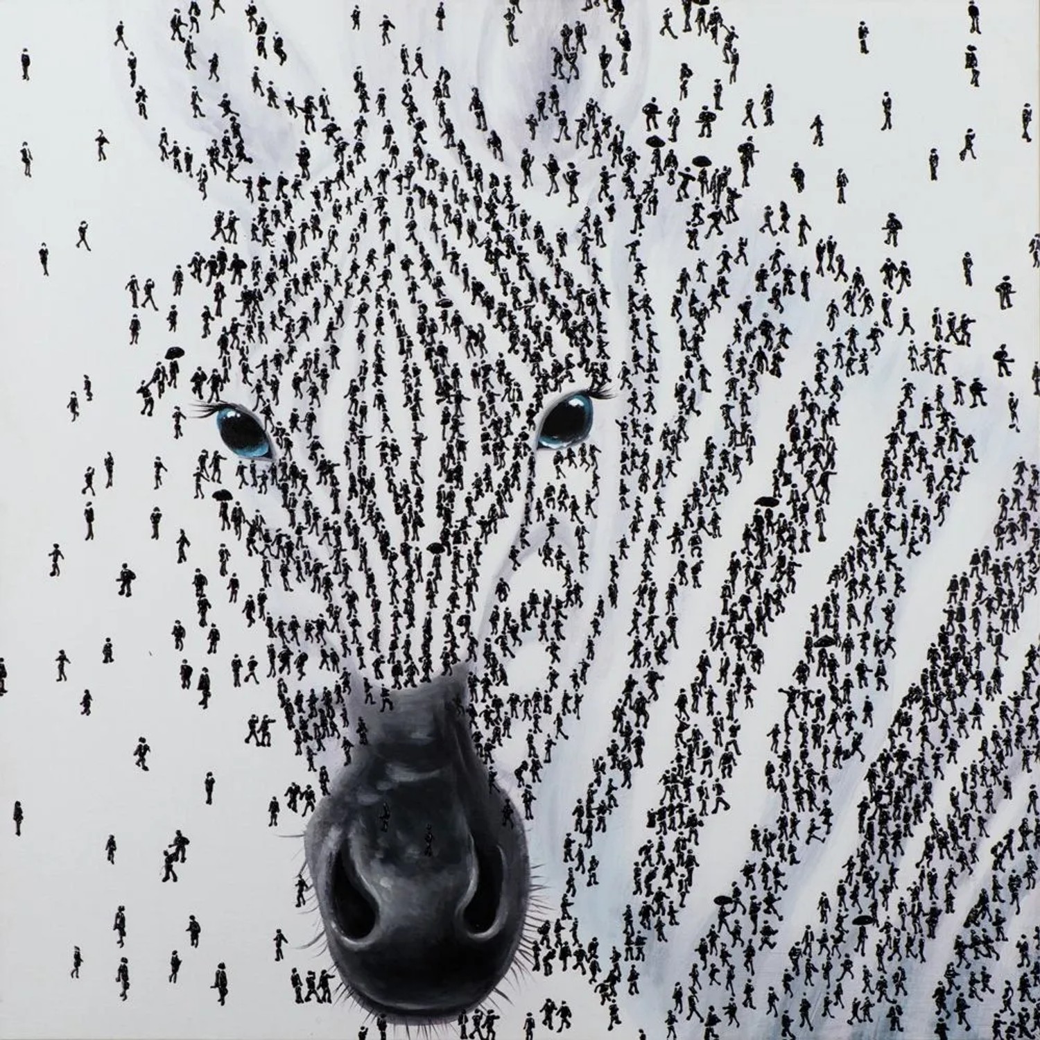 Art Universe Leinwandbild Zebra aus Menschen 115 x 115 cm