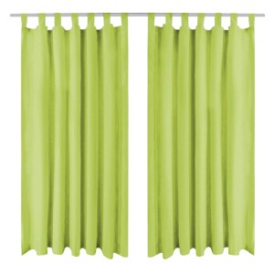 vidaXL Vorhänge Mikro-Satin 2 Stk mit Schlaufen 140 x 175 cm Grün 132222
