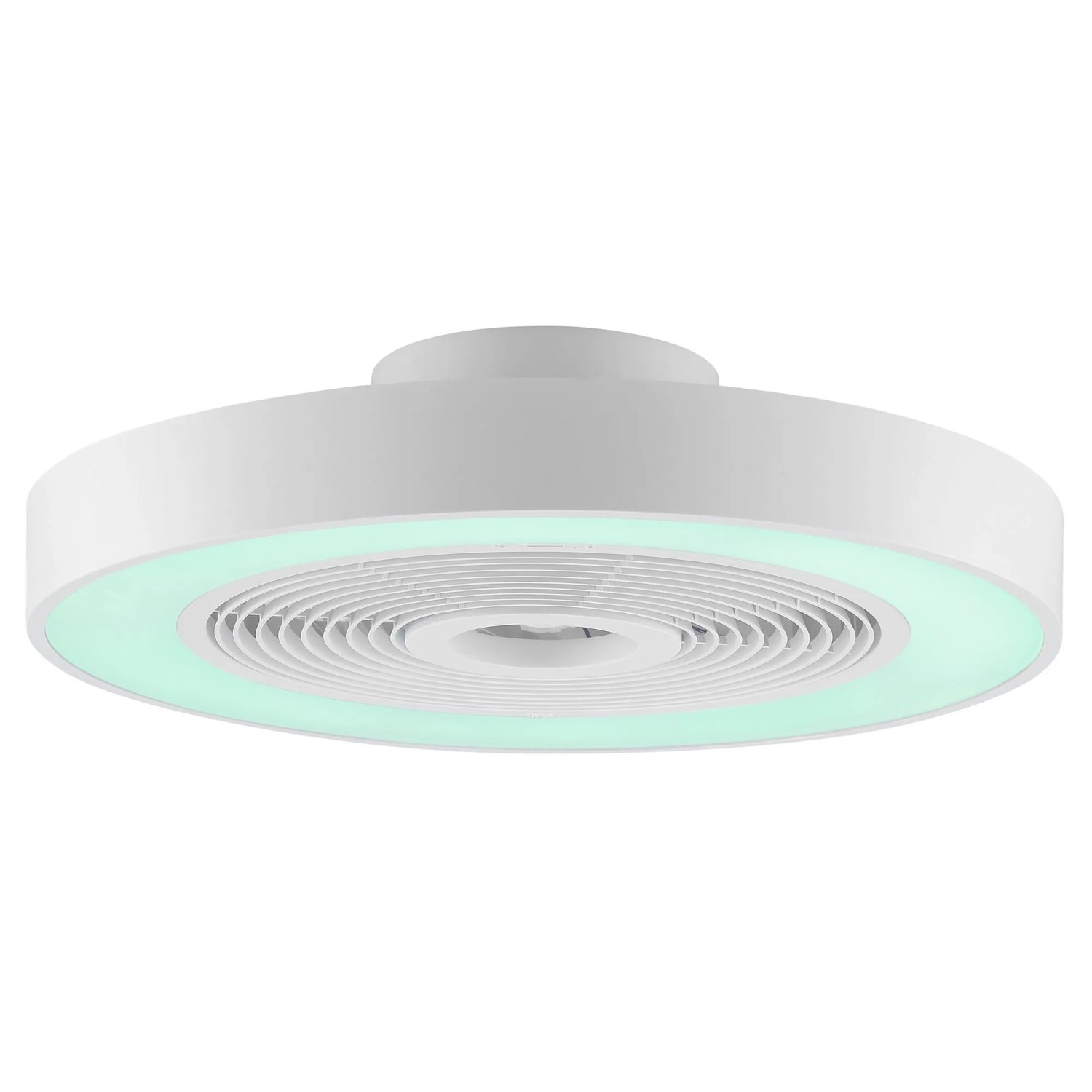 Weiße LED-Deckenleuchte Catania mit Ventilator und RGB-Licht, Ø 48,6 cm.
