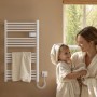 Emke Handtuchwärmer Elektrisch 96x54cm 500W Weiß Heizkörper mit Thermostat LED Display mit Temperatur und Zeitanzeige_6