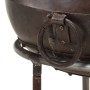 Detailaufnahme: Rustikale vidaXL Feuerstelle aus Eisen, Ø 40 cm, mit Tragegriff.