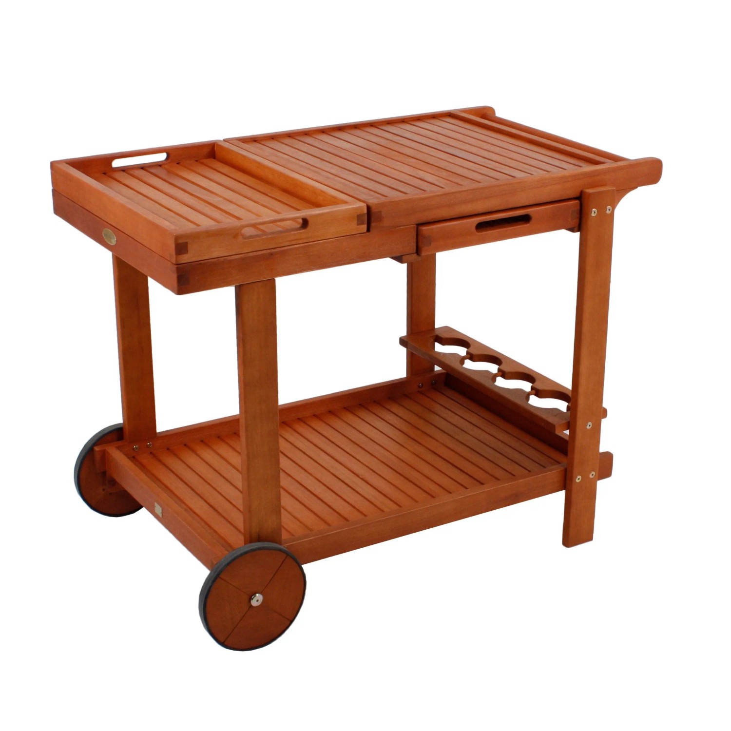 DELUKE Servierwagen MANUEL Rollbar Eukalyptus Natur 76x60x100cm Etagenwagen Tischwagen Rollwagen