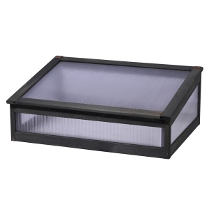 Dobar Frühbeetaufsatz Kubus 2.0, anthrazit, aus Holz und Polycarbonat für Hochbeete.