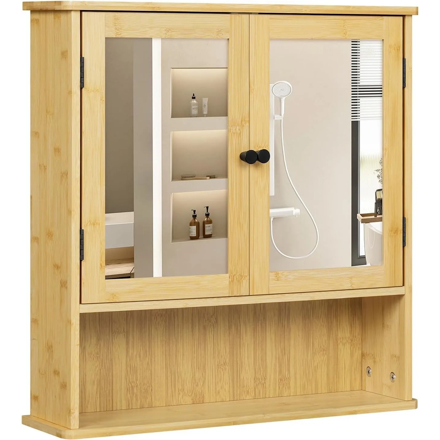 EUGAD Spiegelschrank Hängeschrank Badezimmerspiegel mit Tür aus Holz