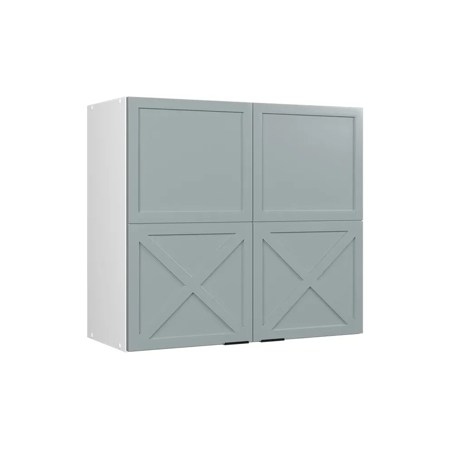 Vicco Hängeschrank Fame-Line Glashängeschrank Hellblau-grau 80 cm mit Weiß Korpus