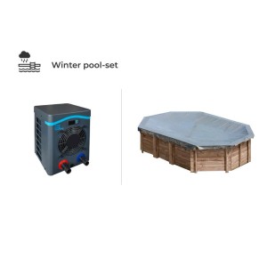 Pool Winter Set Madeira: Wärmepumpe und Poolabdeckung für optimalen Winterschutz.