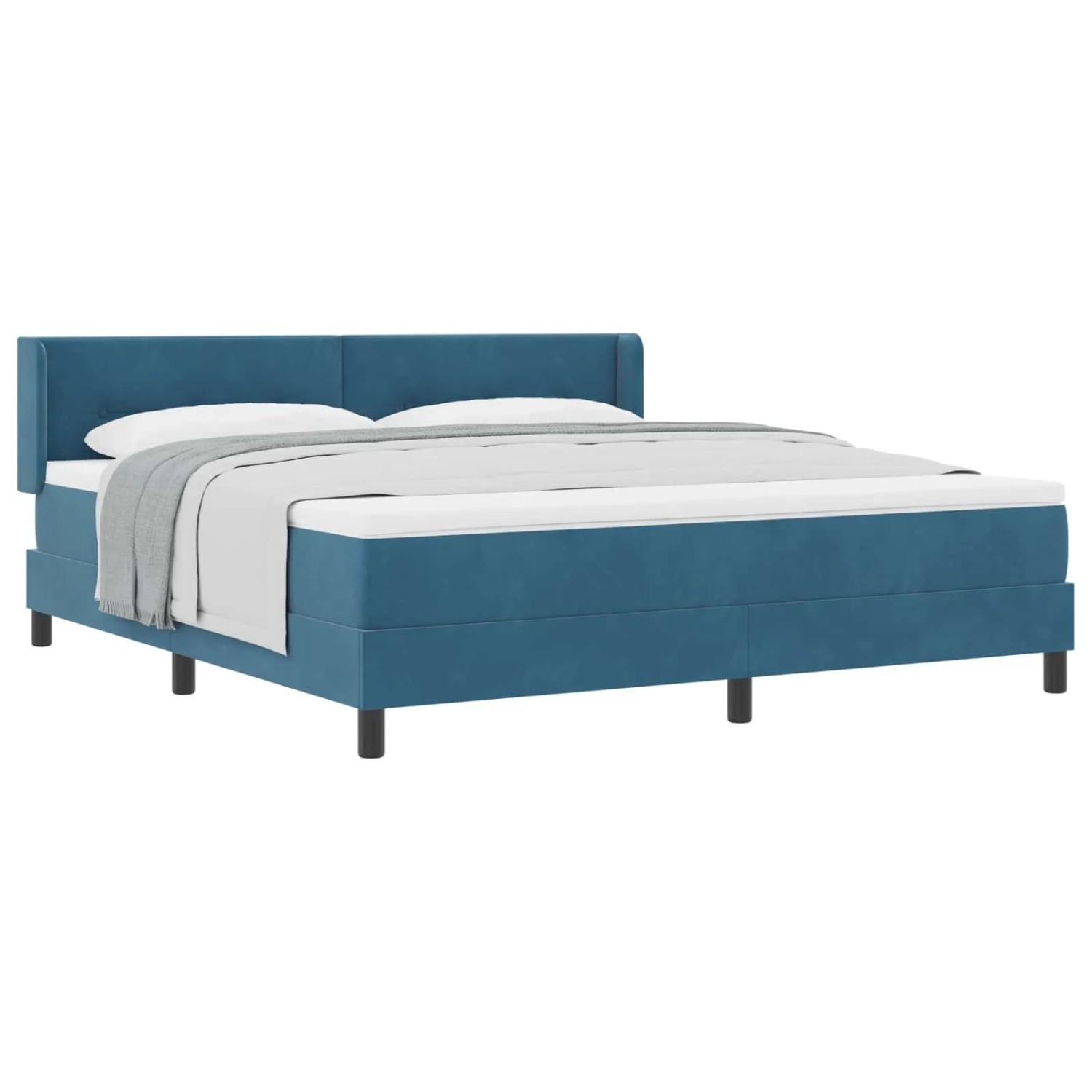 vidaXL Boxspringbett mit Matratze Dunkelblau 200 x 180 cm Polyester 3341484