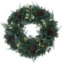 Künstlicher grüner Weihnachtskranz Ø 60cm mit roten Beeren, Stechpalmenblättern und Zapfen für festliche Deko.